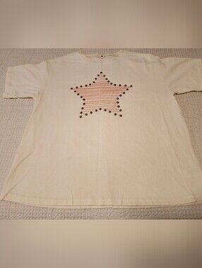 Easel Cream Blush Pink Star Women's Short Sleeve All Cotton Tee Boho Cool Large